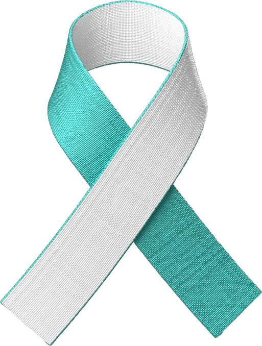 teal white ribbon for cervical cancer